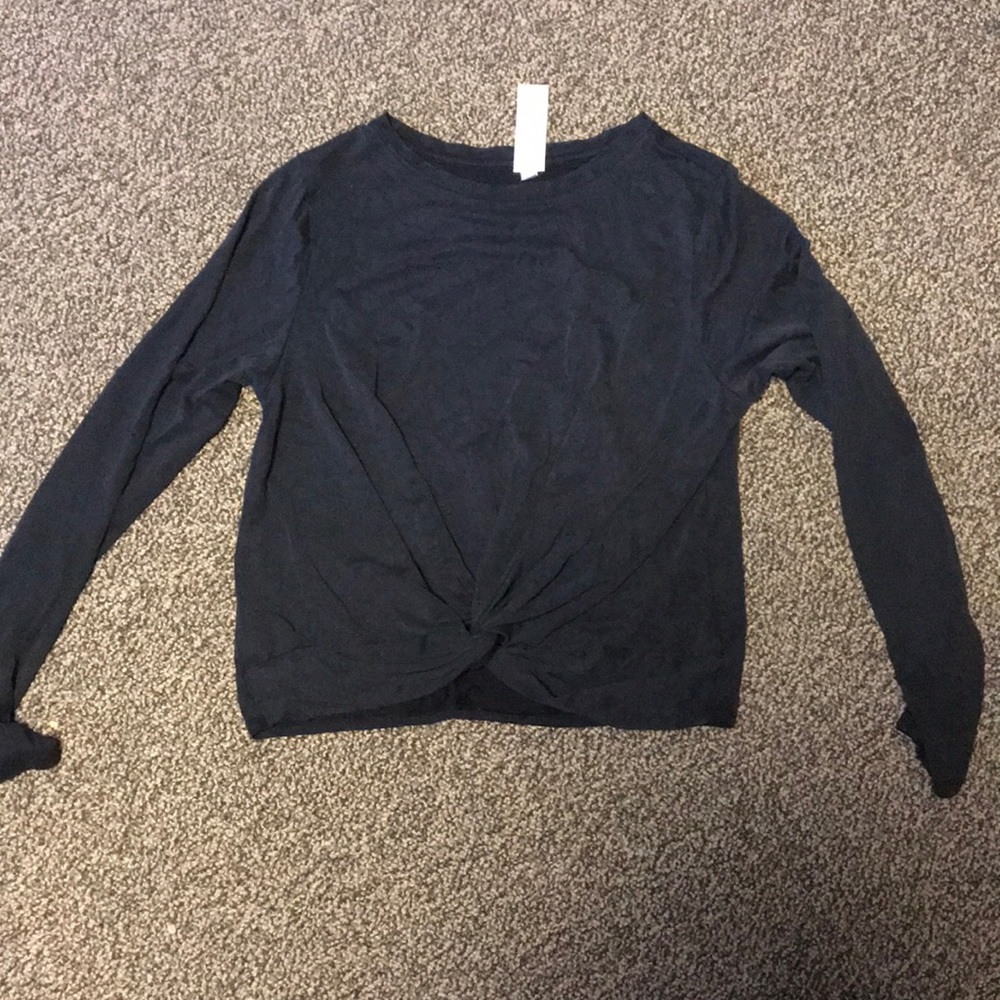 Black Crop Top with a Tie at the front.